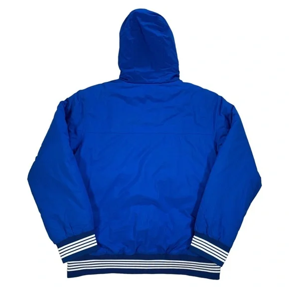 Vintage Stussy Blue & White Fleece Lined Zip Up Puffer Jacket Coat Size XL